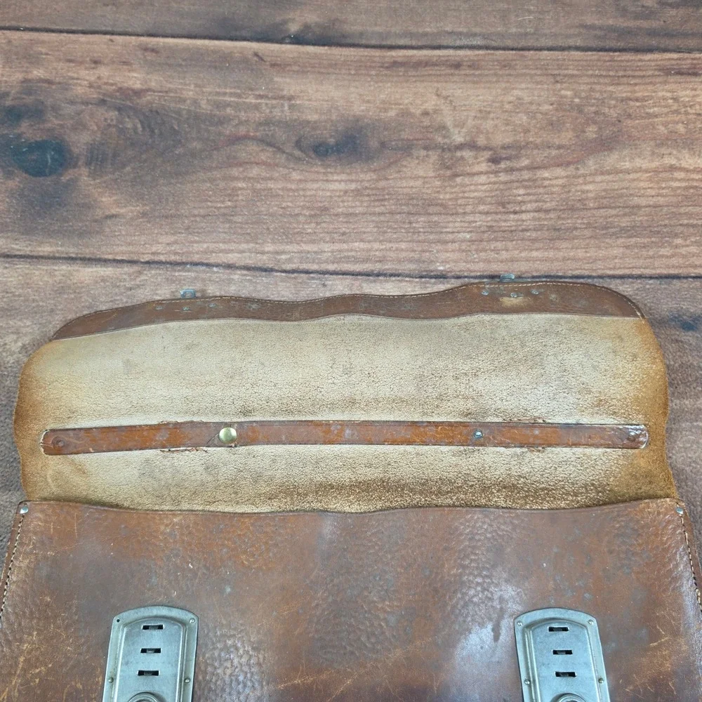 Vintage Leather Briefcase Mens Large Brown Good Patina Satchel Bag